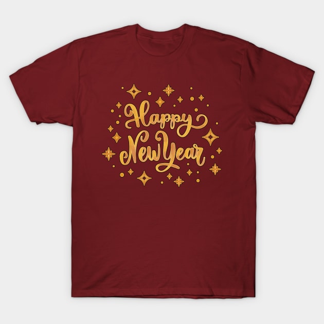 Happy New Year Stars T-Shirt by letnothingstopyou